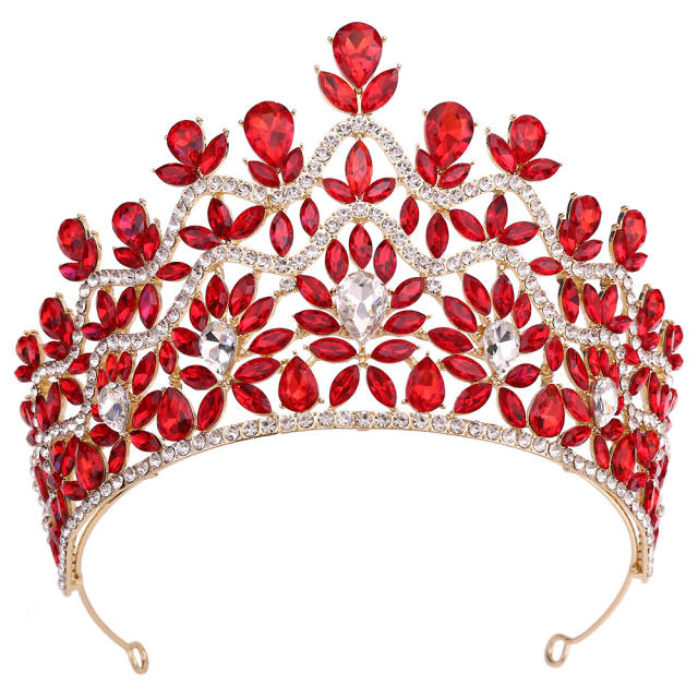 Luxury Crystal Large Crown Elegant Bridal Tiara Retro Baroque Style Dress Crown
