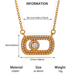 18KG diamond heart triangle multi pendant gold plated copper necklace dainty necklace