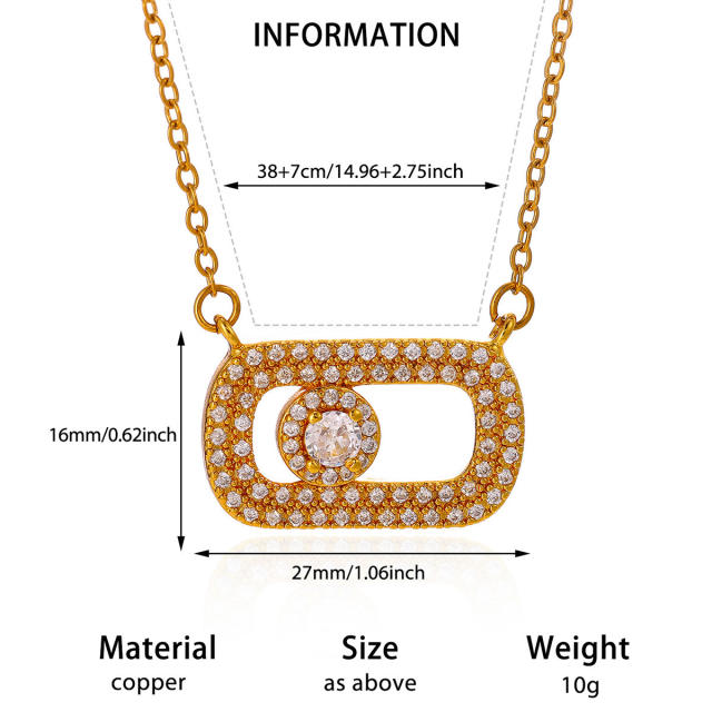 18KG diamond heart triangle multi pendant gold plated copper necklace dainty necklace