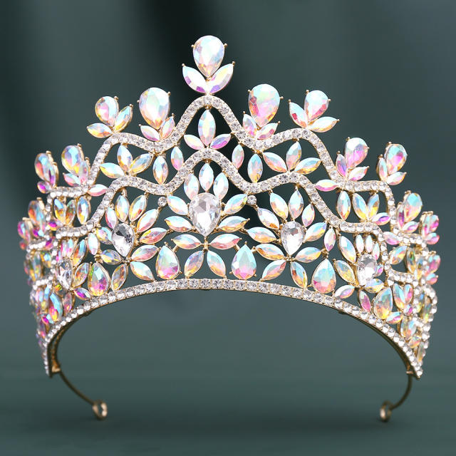 Luxury Crystal Large Crown Elegant Bridal Tiara Retro Baroque Style Dress Crown
