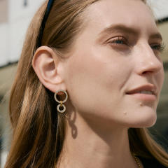 Diamond circle stainless steel earrings collection