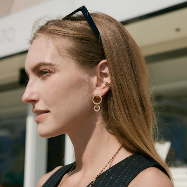Diamond circle stainless steel earrings collection