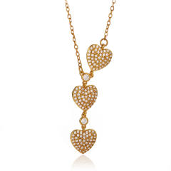 Dainty diamond flower heart cross pendant real gold plated necklace