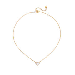 Elegant Vacation Style White Rhinestone Shell Heart Pendant stainless steel necklace