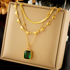 Fashion Gold-Plated three layer Stacked Multi-Element Pendant necklace stainless steel necklace