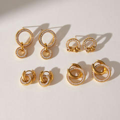 Diamond circle stainless steel earrings collection