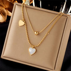 Fashion Gold-Plated three layer Stacked Multi-Element Pendant necklace stainless steel necklace