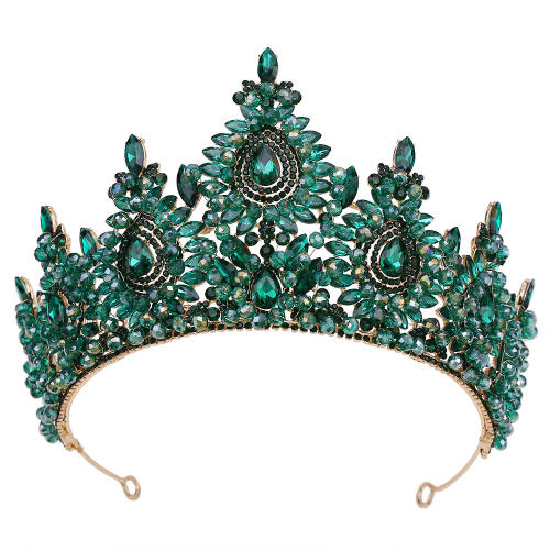 Handmade crystla bead tall hair crown wedding crown