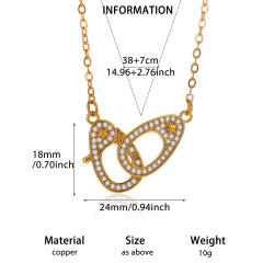18KG diamond heart triangle multi pendant gold plated copper necklace dainty necklace