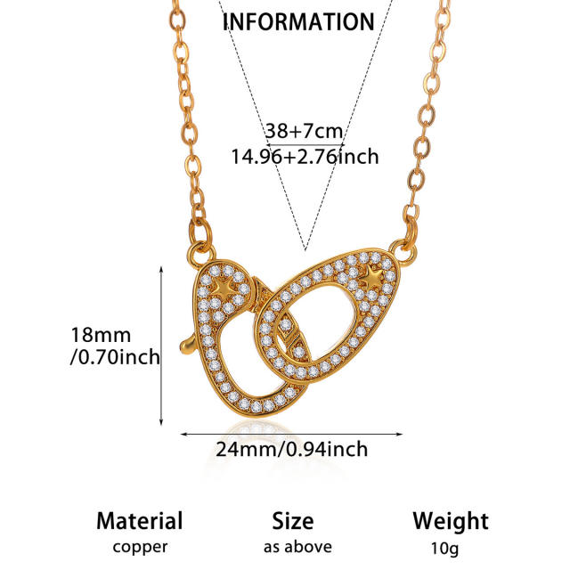 18KG diamond heart triangle multi pendant gold plated copper necklace dainty necklace