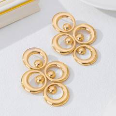 Exaggerated big size geometric circle metal earrings