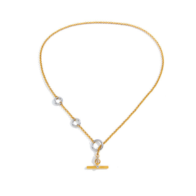 Elegant mix color stainless steel necklace long necklace lariet necklace