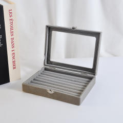 Exquisite flannel storage box transparent jewelry box home jewelry jewelry watch earrings ring