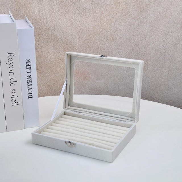 Exquisite flannel storage box transparent jewelry box home jewelry jewelry watch earrings ring