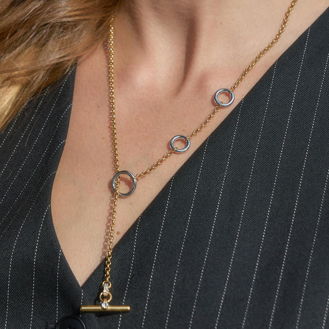 Elegant mix color stainless steel necklace long necklace lariet necklace