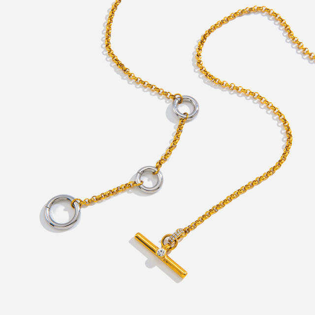 Elegant mix color stainless steel necklace long necklace lariet necklace