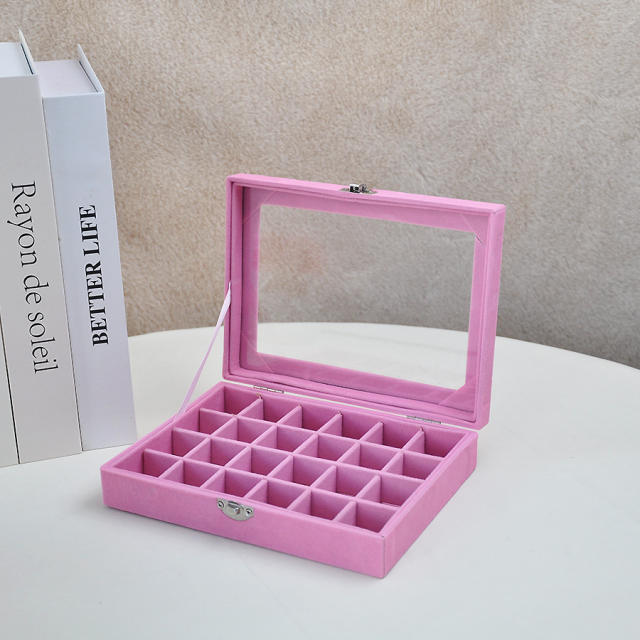 Exquisite flannel storage box transparent jewelry box home jewelry jewelry watch earrings ring
