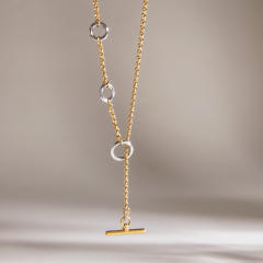 Elegant mix color stainless steel necklace long necklace lariet necklace
