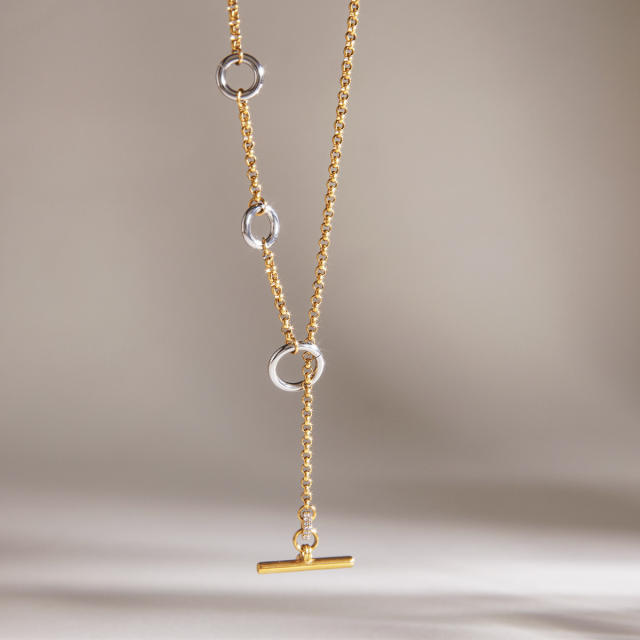 Elegant mix color stainless steel necklace long necklace lariet necklace