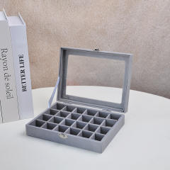 Exquisite flannel storage box transparent jewelry box home jewelry jewelry watch earrings ring