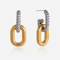 Mix color geometric circle stainless steel earrings