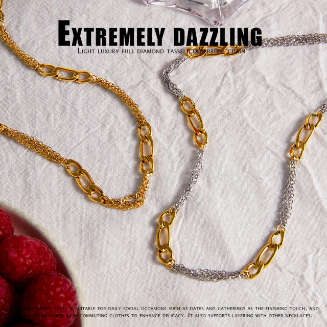 Mix color stainless steel necklace chain necklace