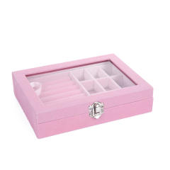 Exquisite flannel storage box transparent jewelry box home jewelry jewelry watch earrings ring