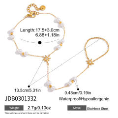 Holiday white acrylic pearl bead stainless steel bracelet ring bracelet