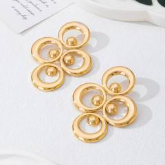 Exaggerated big size geometric circle metal earrings