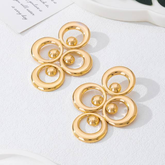 Exaggerated big size geometric circle metal earrings