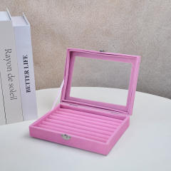 Exquisite flannel storage box transparent jewelry box home jewelry jewelry watch earrings ring