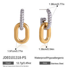 Mix color geometric circle stainless steel earrings
