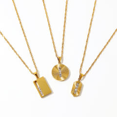 Stainless Steel Necklace with Sliding Zircon pendant unique pendant necklace