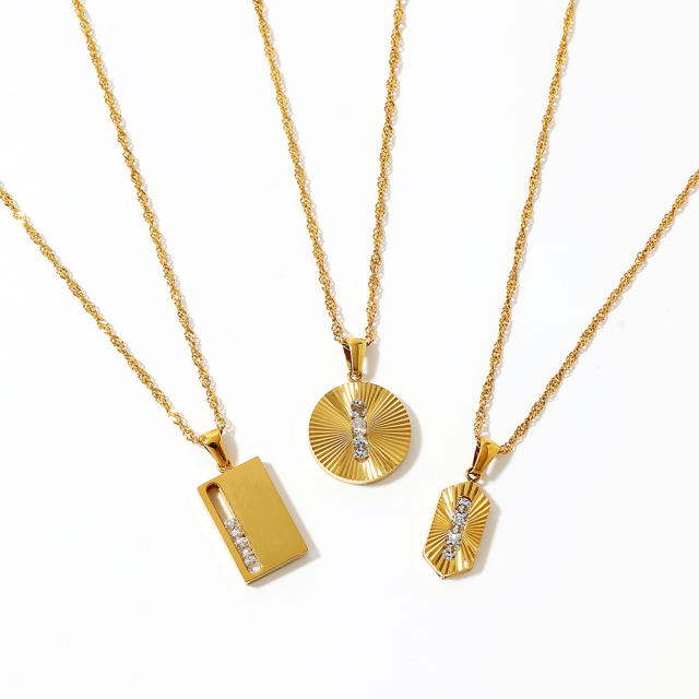 Stainless Steel Necklace with Sliding Zircon pendant unique pendant necklace