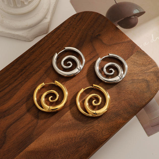 Stainless Steel Earrings Snail hoop earrings for women