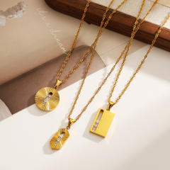 Stainless Steel Necklace with Sliding Zircon pendant unique pendant necklace