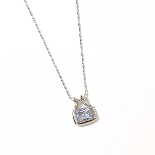 Stainless Steel Necklace with Bag-Shaped Pendant crystal bag pendant necklace