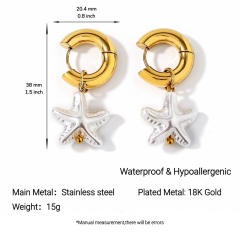 Stainless Steel Earrings Necklace Ocean Style Starfish Conch baroque pearl necklace earrings set
