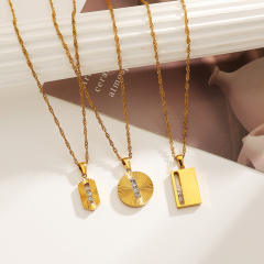Stainless Steel Necklace with Sliding Zircon pendant unique pendant necklace