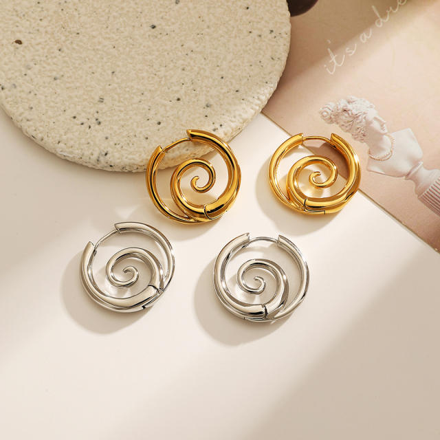 Stainless Steel Earrings Snail hoop earrings for women