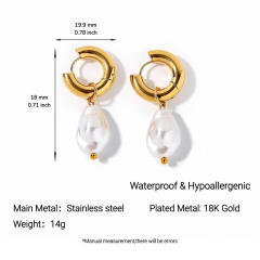 Stainless Steel Earrings Necklace Ocean Style Starfish Conch baroque pearl necklace earrings set