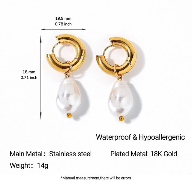 Stainless Steel Earrings Necklace Ocean Style Starfish Conch baroque pearl necklace earrings set