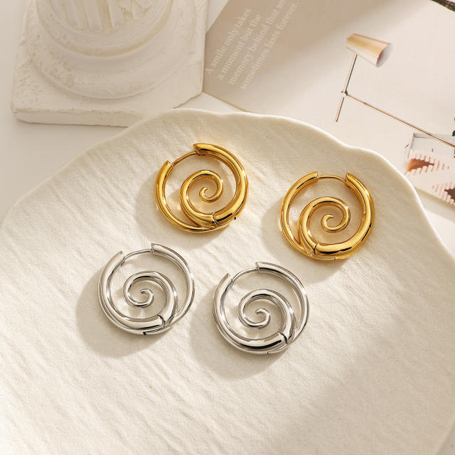 Stainless Steel Earrings Snail hoop earrings for women