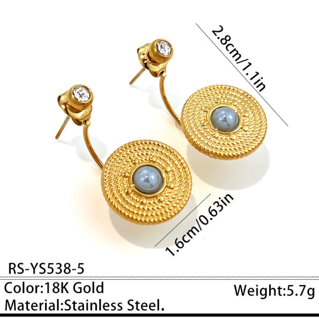 Holiday design colorful crystal inlaid stainless steel earrings jacket earrings