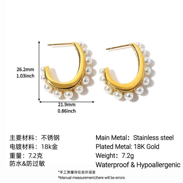 Stainless Steel Earrings Necklace Ocean Style Starfish Conch baroque pearl necklace earrings set