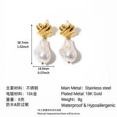 Stainless Steel Earrings Necklace Ocean Style Starfish Conch baroque pearl necklace earrings set