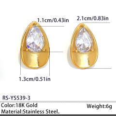 Geometric square drop shape crystal stainless steel earrings