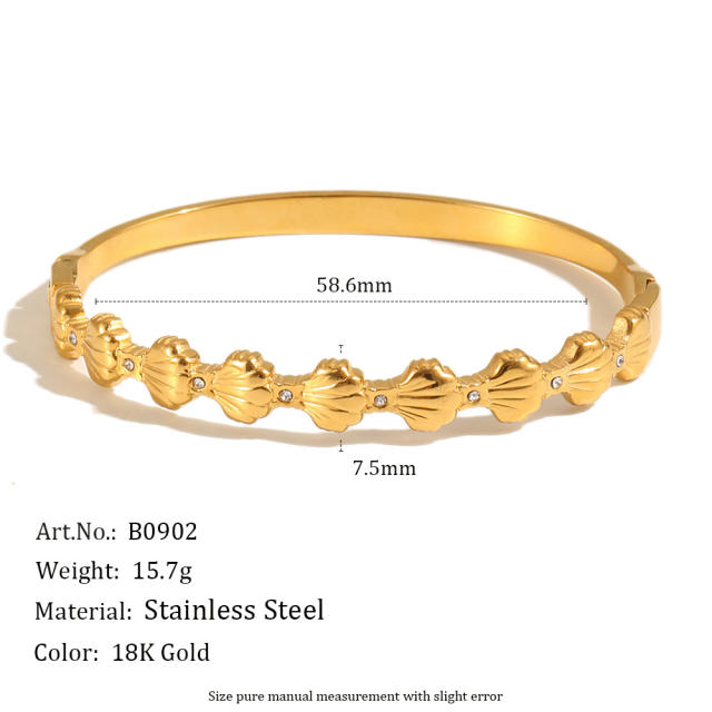 18KG cubic zircon inlaid stainless steel bangle bracelet