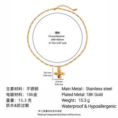 Stainless Steel Necklace with Cross Zircon Pendant