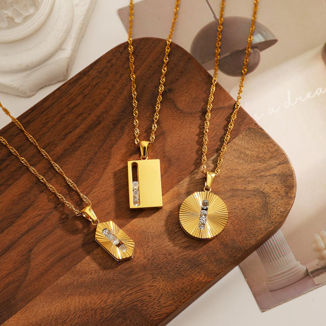 Stainless Steel Necklace with Sliding Zircon pendant unique pendant necklace